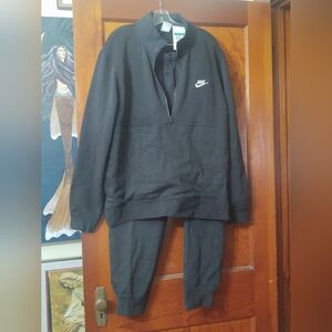 Men's Nike Tracksuit Half-zip shirt pants XL Black NWT Standard Taper Regular